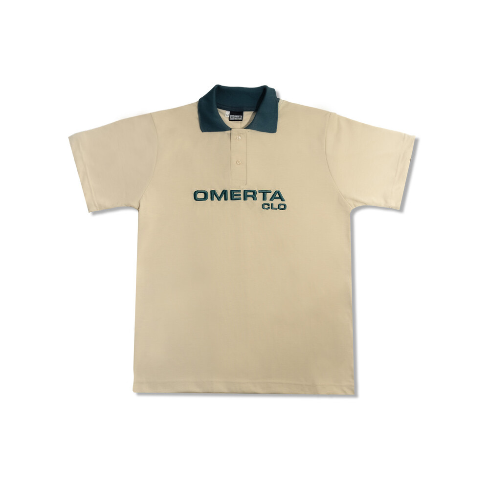 beige front Ecru Polo T-Shirt Omerta CLO - Image 1